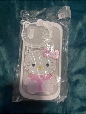 Hello Kitty Style Pink Glitter Phone Case (White Trim)